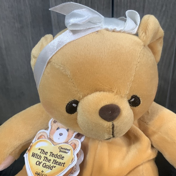 Retired Cherished Teddies Sara Teddy Bear Beanie With Satin Head Band & Tag - Picture 2 of 11